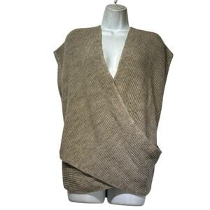Anthropologie Taupe Knit Wrap-Front Sweater Vest